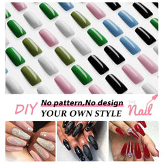 Primer plano de uñas postizas color sólido, aspecto moderno.