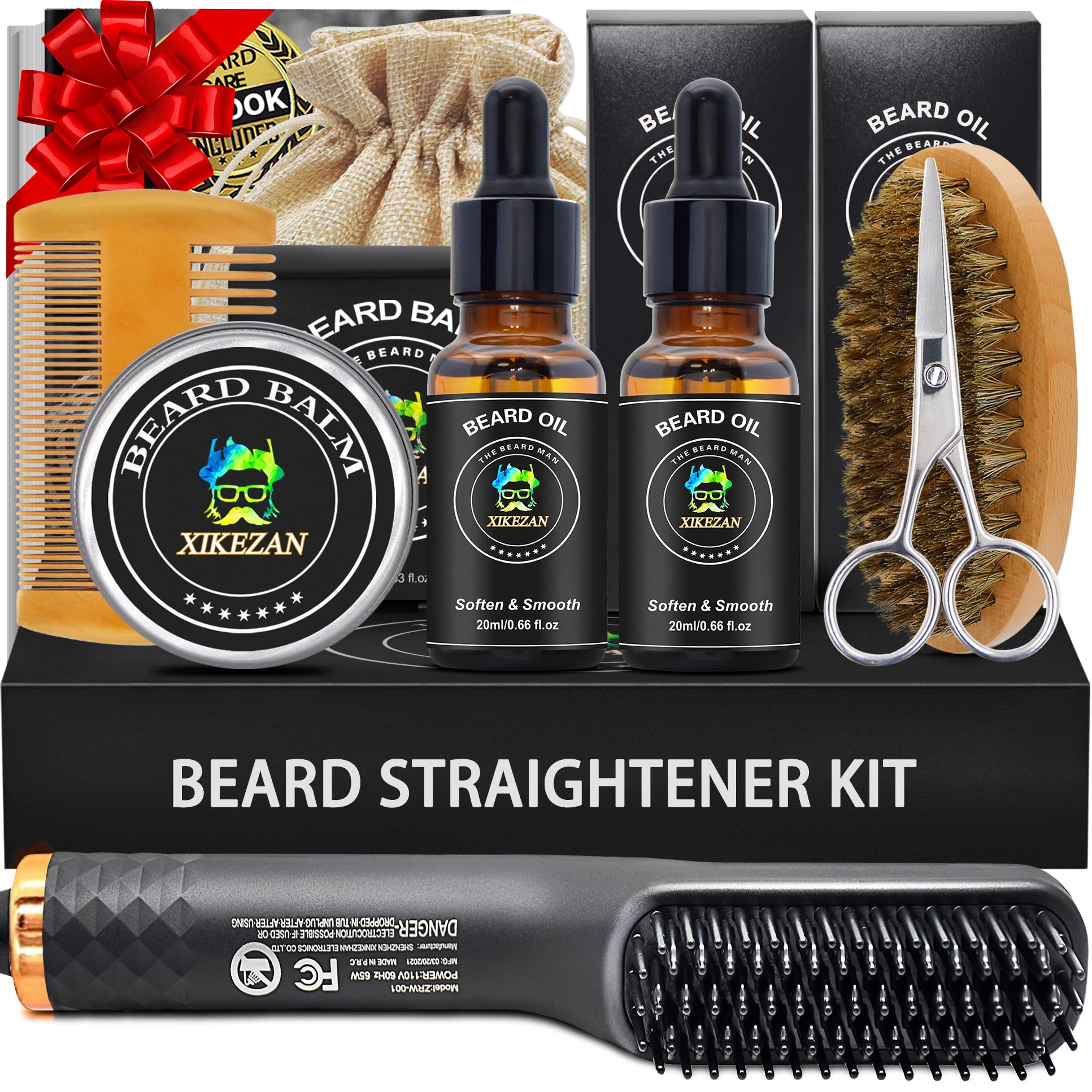 XIKEZAN beard kit with straightener for sleek facial hair styling