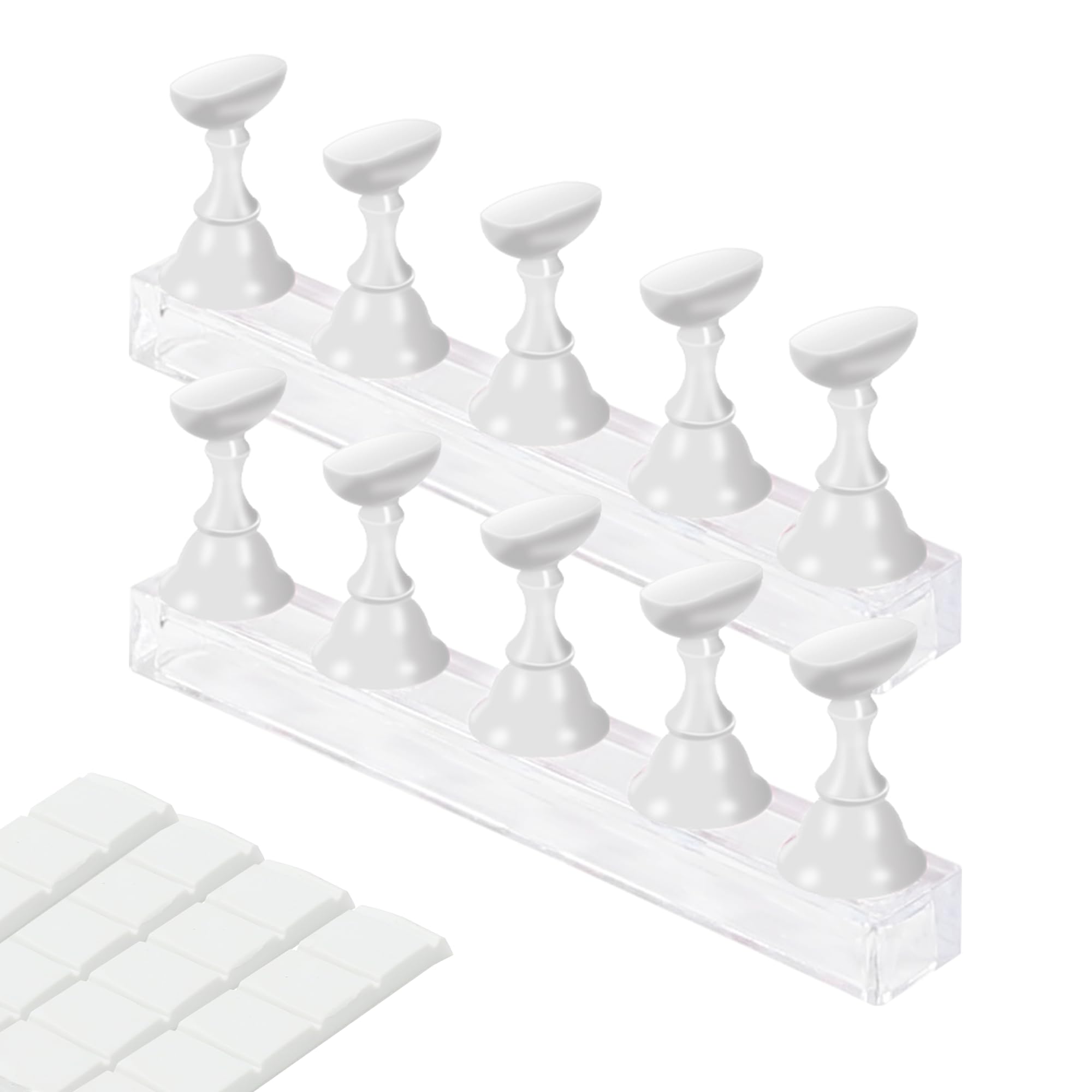 Soporte XIRON para uñas pegables, ideal para practicar en casa.