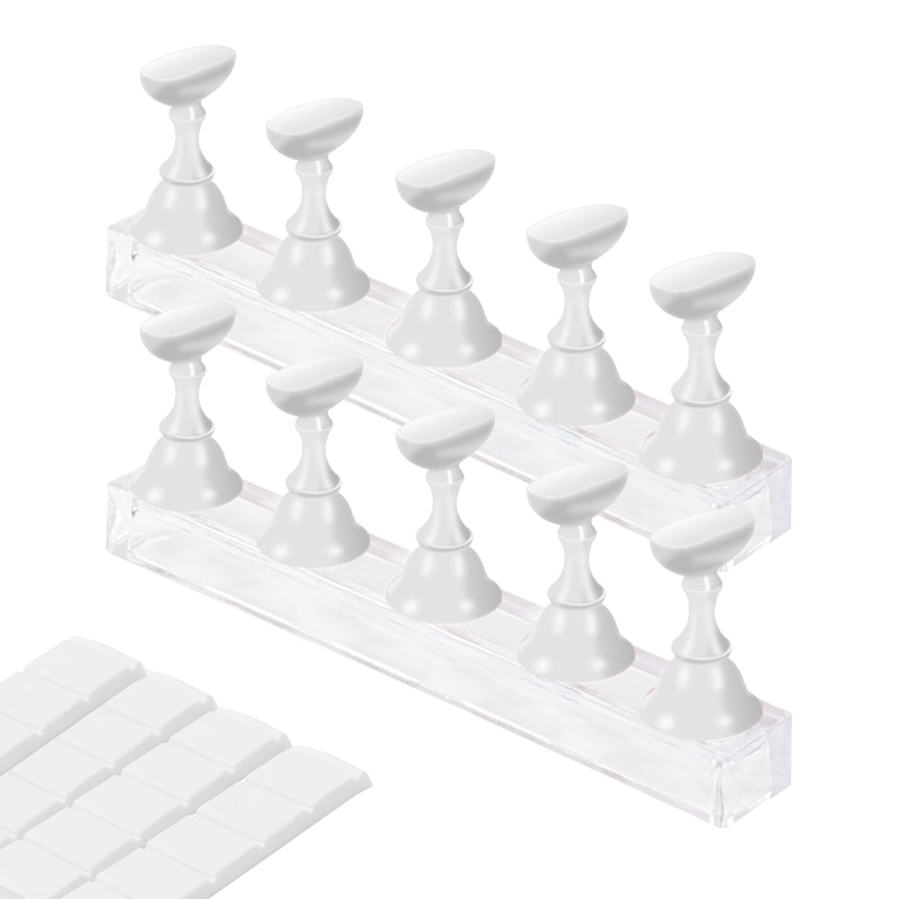 Soporte XIRON para uñas pegables, ideal para practicar en casa.