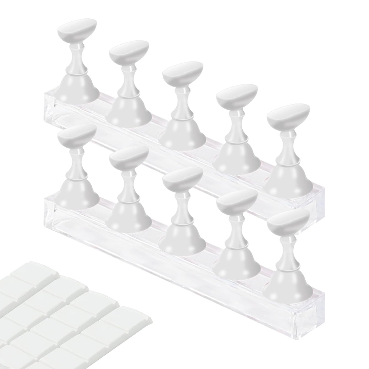 Soporte XIRON para uñas pegables, ideal para practicar en casa.
