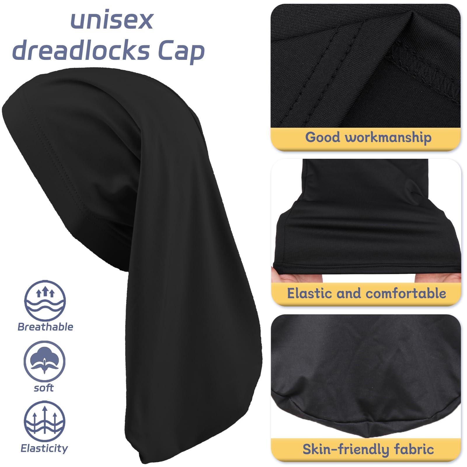 XTREND gorro ducha dreadlocks negro práctico para baño diario