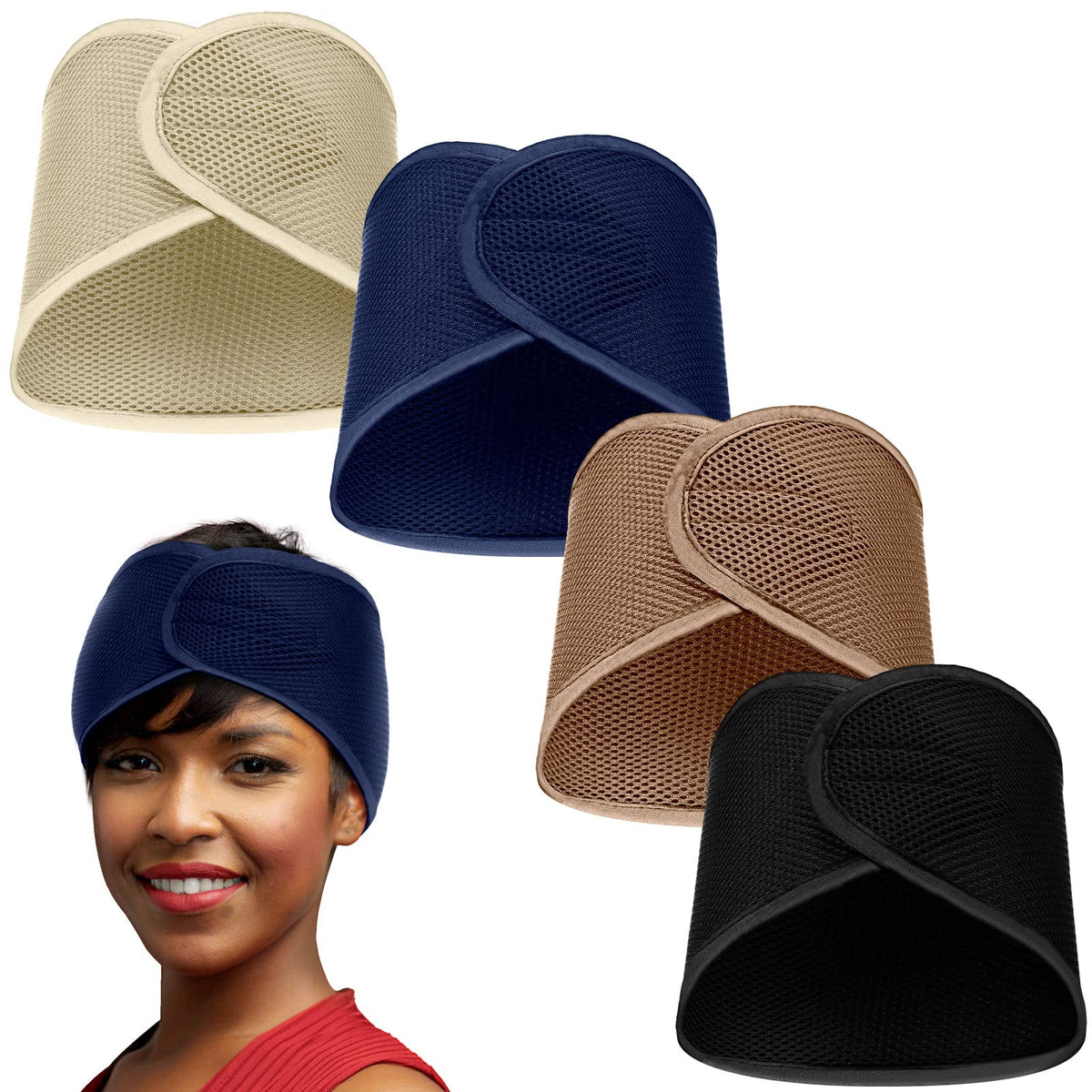 Turbante de malla Xuhal para cabello, paquete de 4 piezas cómodo y transpirable.