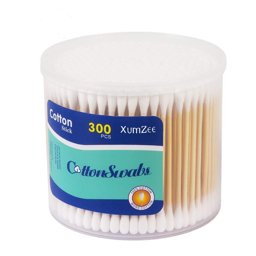 Xumzee bastoncillos de algodón 300ud con bambú, higiene diaria segura y biodegradables.
