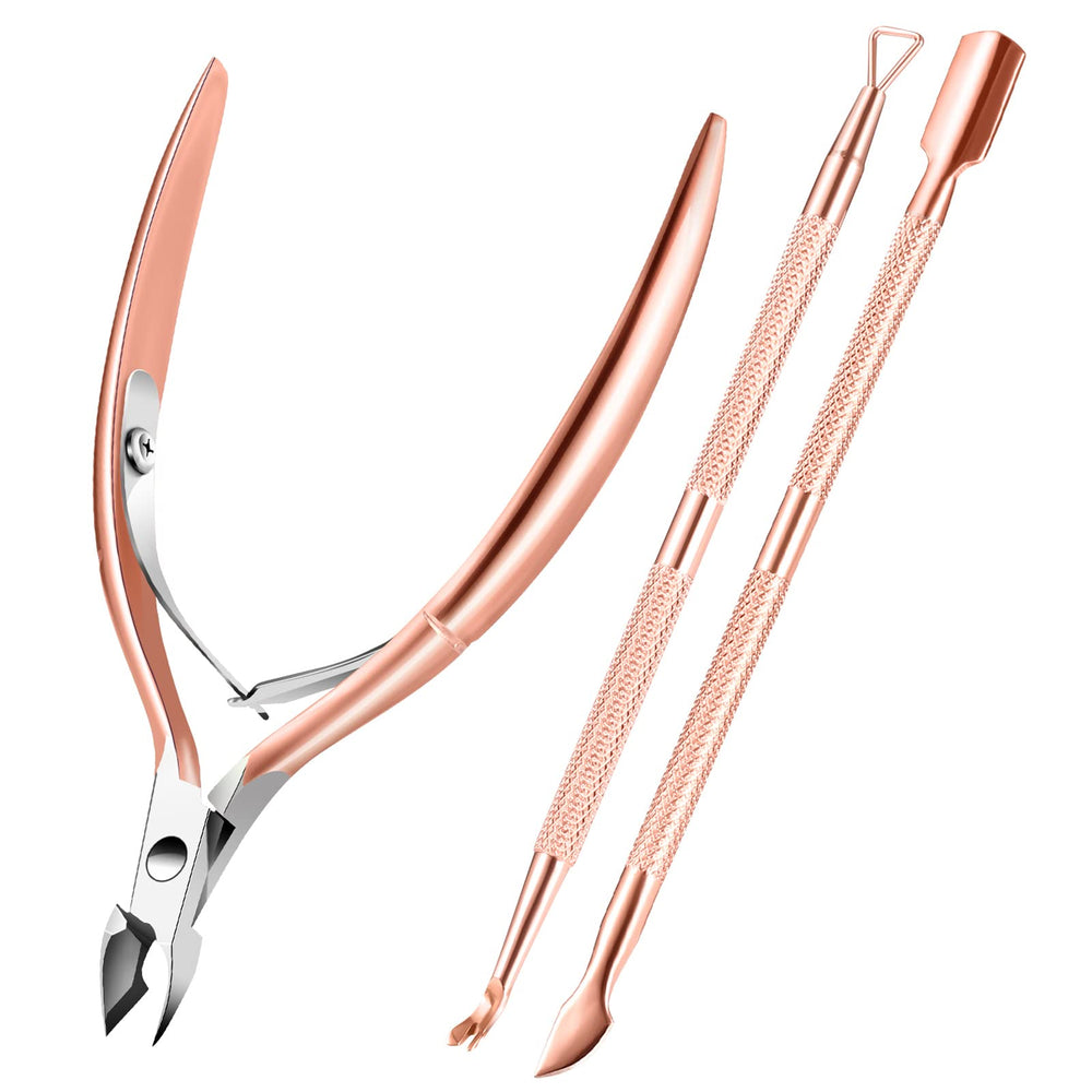 XUNXMAS cortacutículas 5 en 1, conjunto rosa dorado para manicure preciso