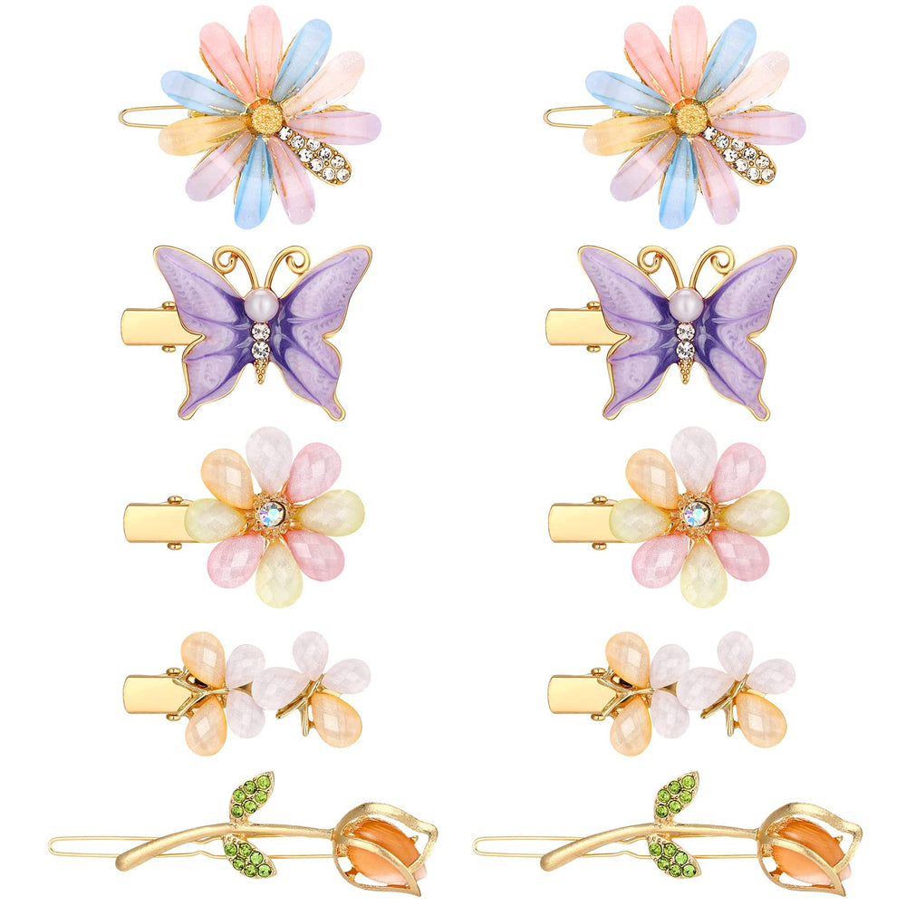 Broches para cabello XunYee con cristales florales y mariposa