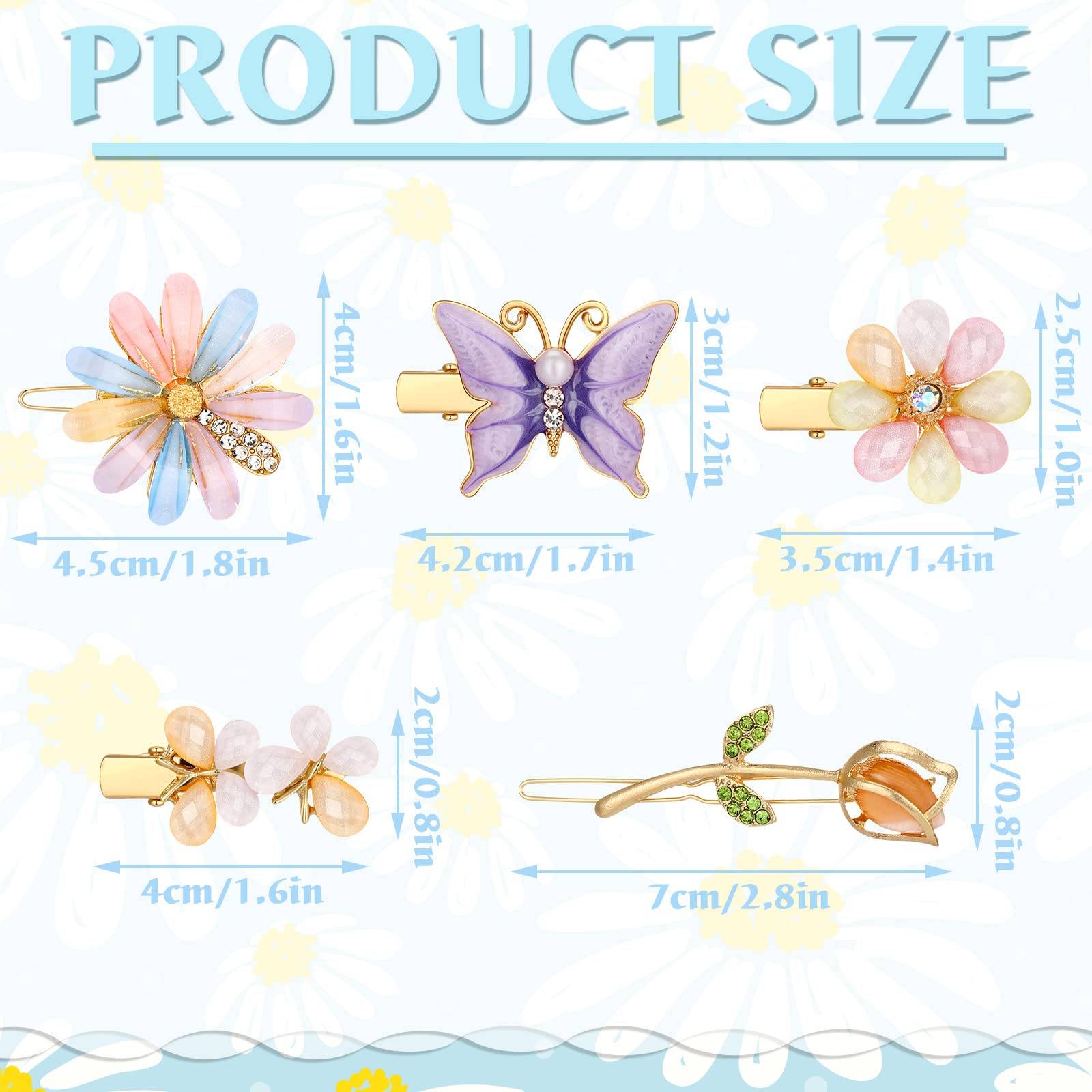 Broches de cabello XunYee flor y mariposa de joya