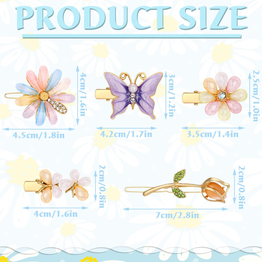 Broches de cabello XunYee flor y mariposa de joya
