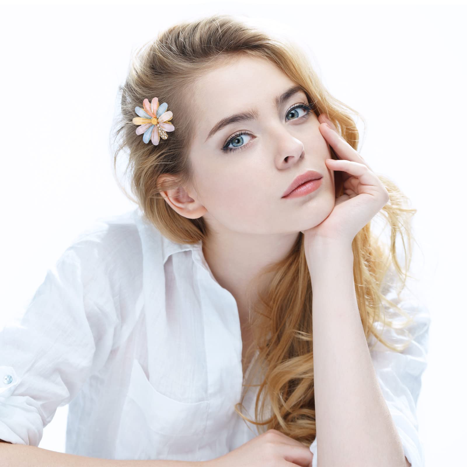 Pinza de cabello XunYee con cristal dorado y flor
