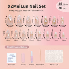 XZMeiLun uñas en almendra media con ajuste perfecto