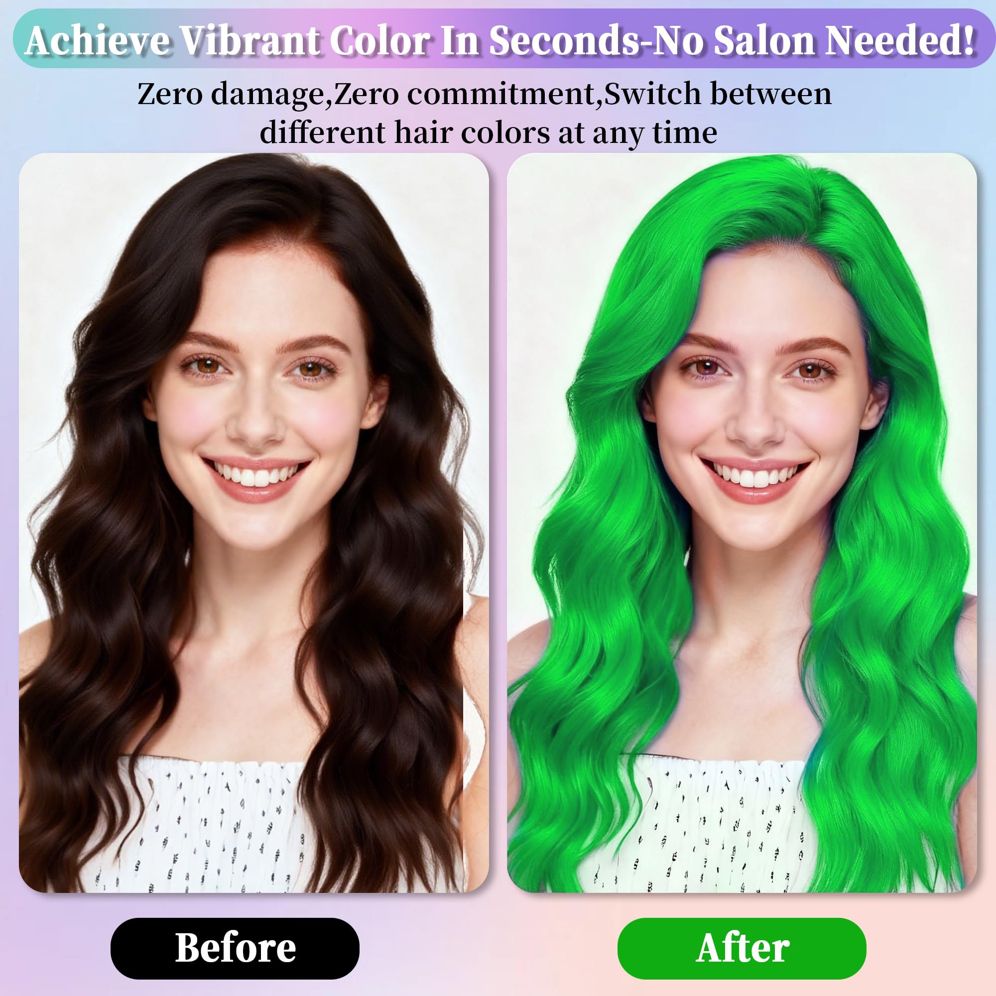 Aplicación fácil de Yabacado spray pelo verde para cambio de look
