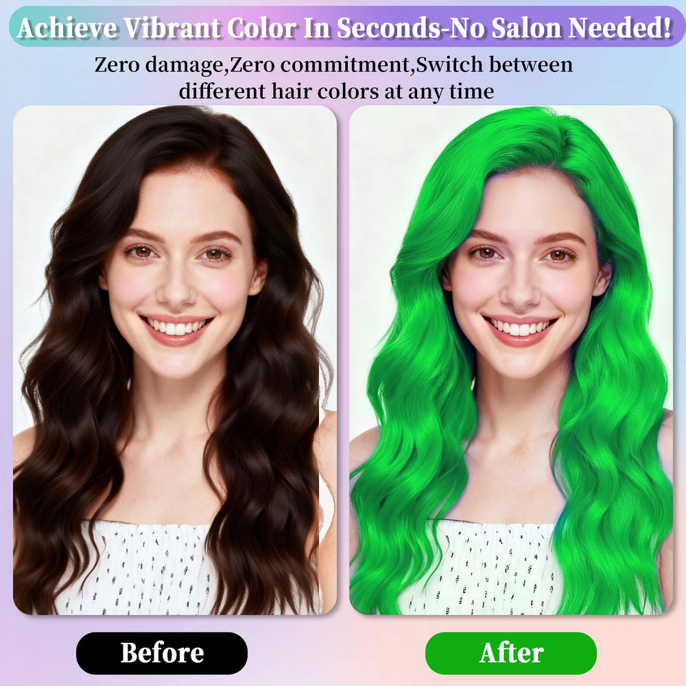 Aplicación fácil de Yabacado spray pelo verde para cambio de look