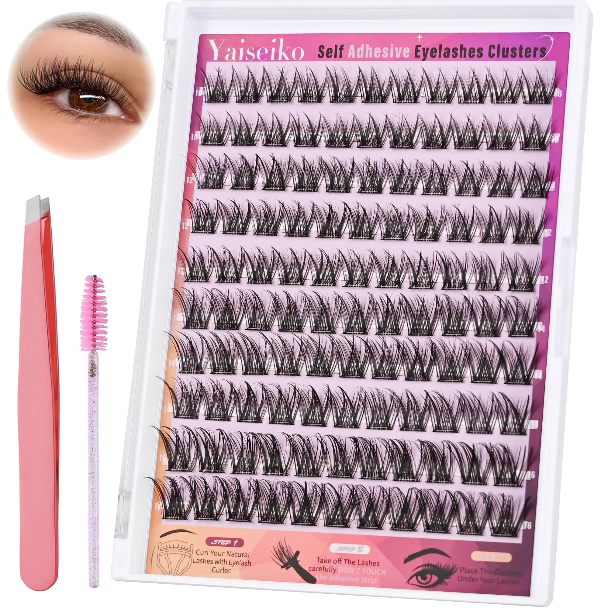 Yaiseiko pestañas autoadhesivas de efecto deshilachado suave 110 unidades para un look natural y cómodo.