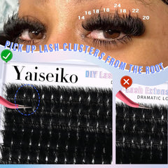 Yaiseiko racimos pestañas curva D alto rizo para mirada definida.
