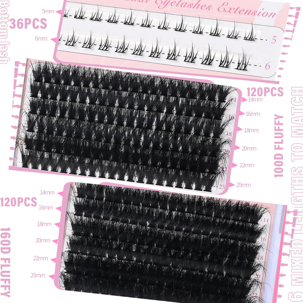 Yaiseiko racimos pestañas D curl 100D-160D para looks versátiles