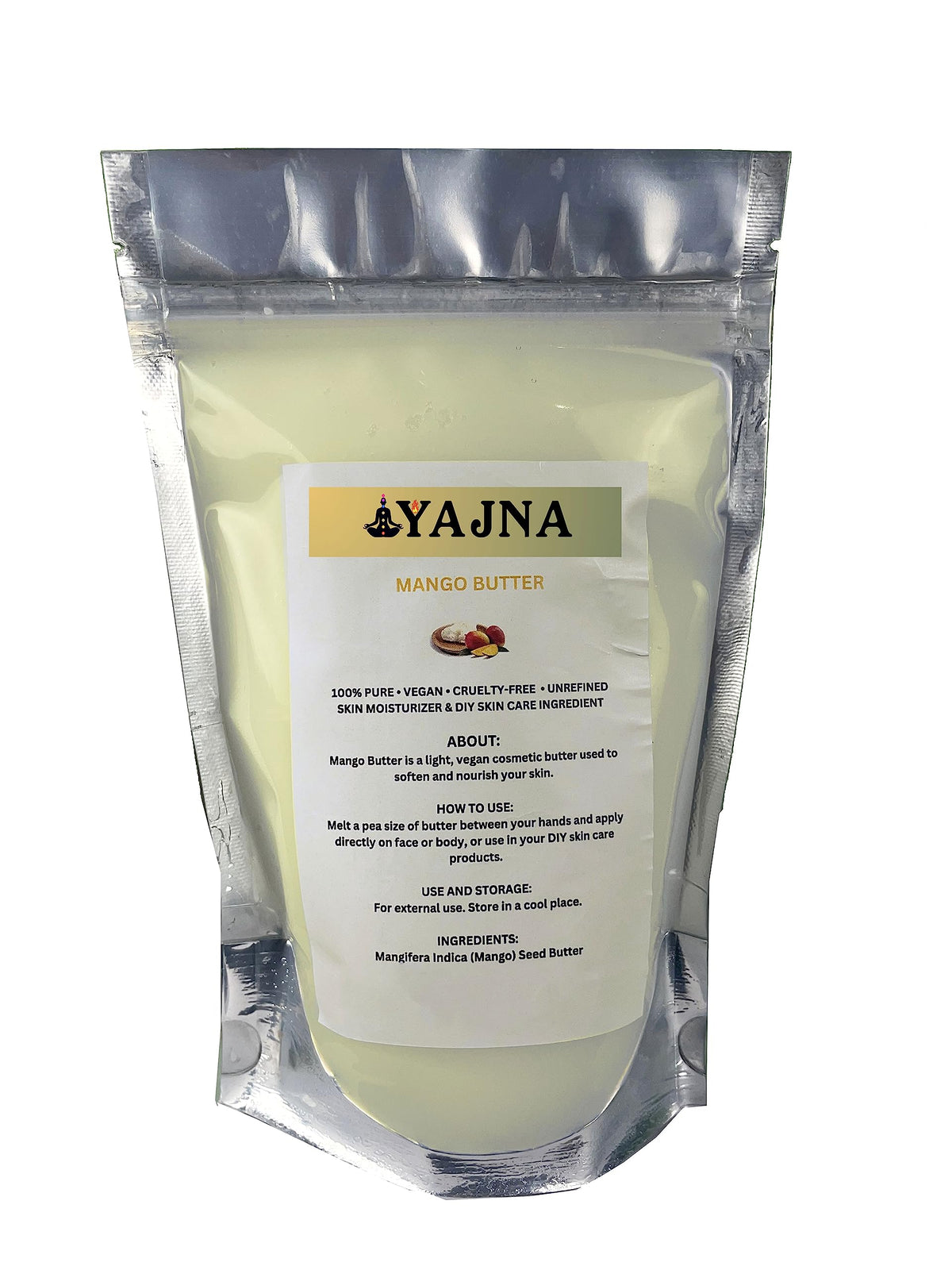 Manteca de mango cruda de Yajna para la cara, hidratación suave y duradera.