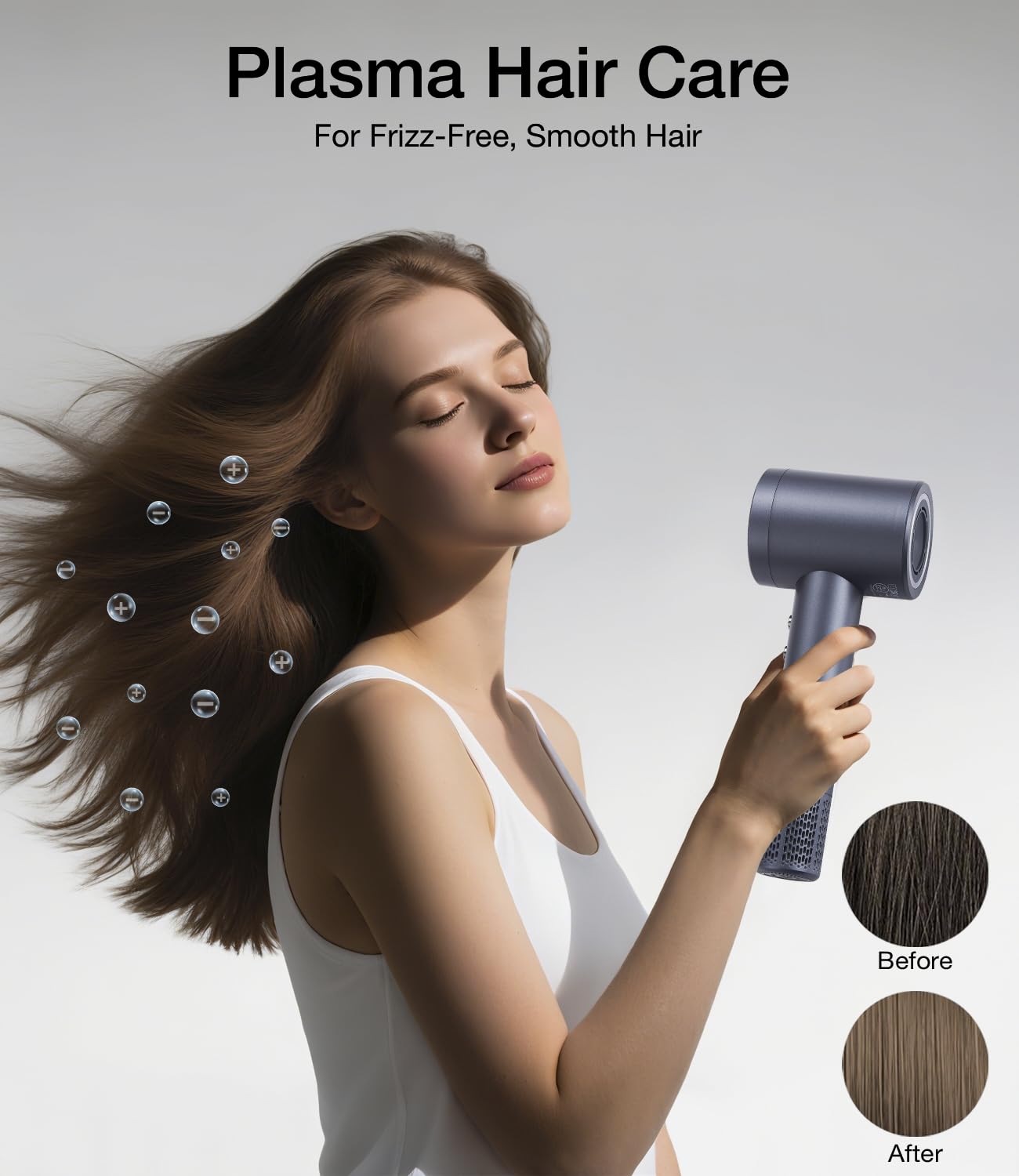 Tecnología plasma de YALICE para reducir frizz y brillo.