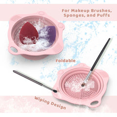 YalsFTY almohadilla de silicona para limpiar brochas rosa en cualquier momento