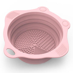 YalsFTY cuenco limpiador de brochas plegable rosa para viajes y uso diario