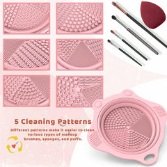 YalsFTY limpiador de brochas portátil de silicona rosa, ideal para viaje