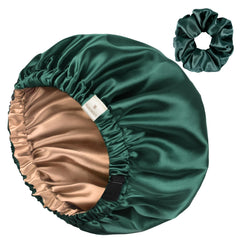 Yanibest bonete satín ajustable, capa doble verde, protege cabello durante la noche.