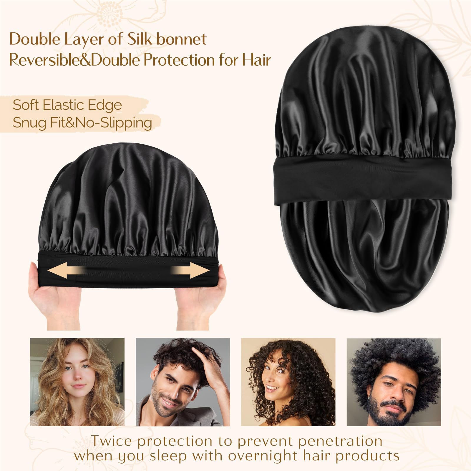Gorro satén YANIBEST con ajuste elástico para estilo cómodo.