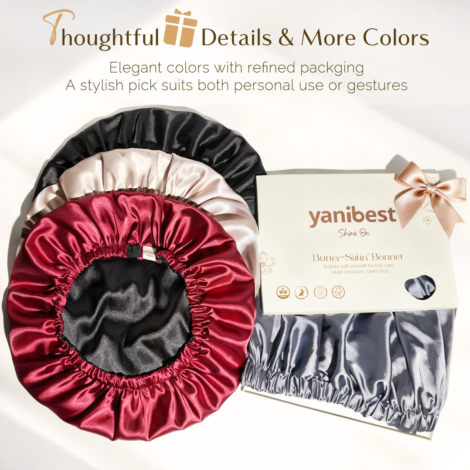 Gorro de satén YANIBEST uso diario para proteger el cabello entre lavados.