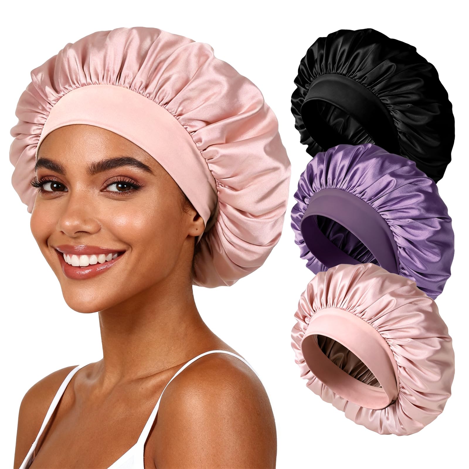 Yanideer bonete de seda, textura suave para dormir y cabello sin fricción.