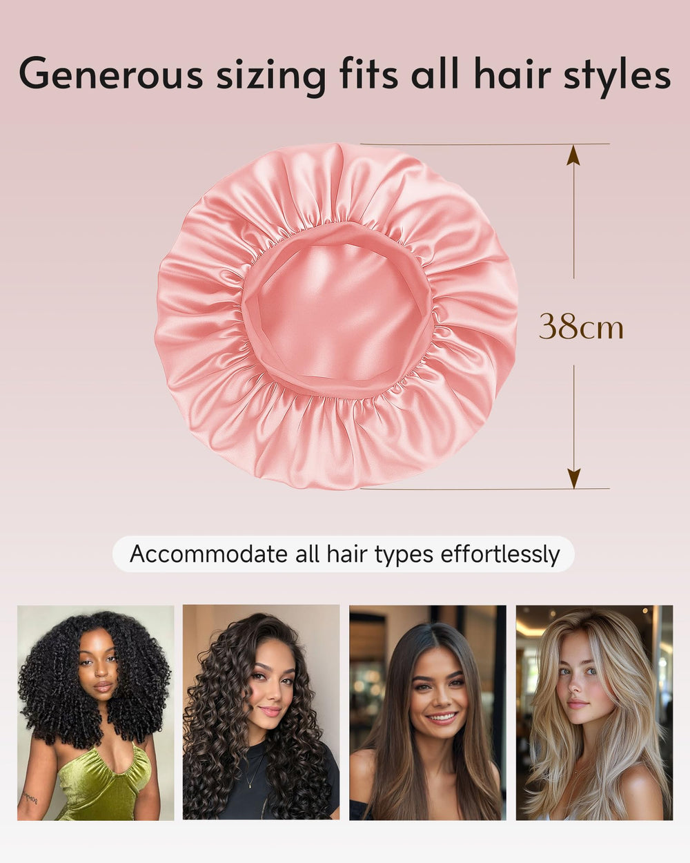 Yanideer bonete de seda, diámetro interior amplio para todo tipo de cabello.