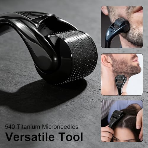 YANVIPERISK Derma Roller 540 diseño lujoso negro para el cuidado diario