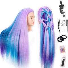 La cabeza yanzijf de maniquí con pelo multicolor de 26 pulgadas para practicar peinados.