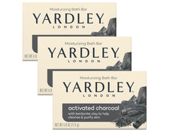 Jabón Yardley carbón activado frente al pack, limpieza suave para la piel