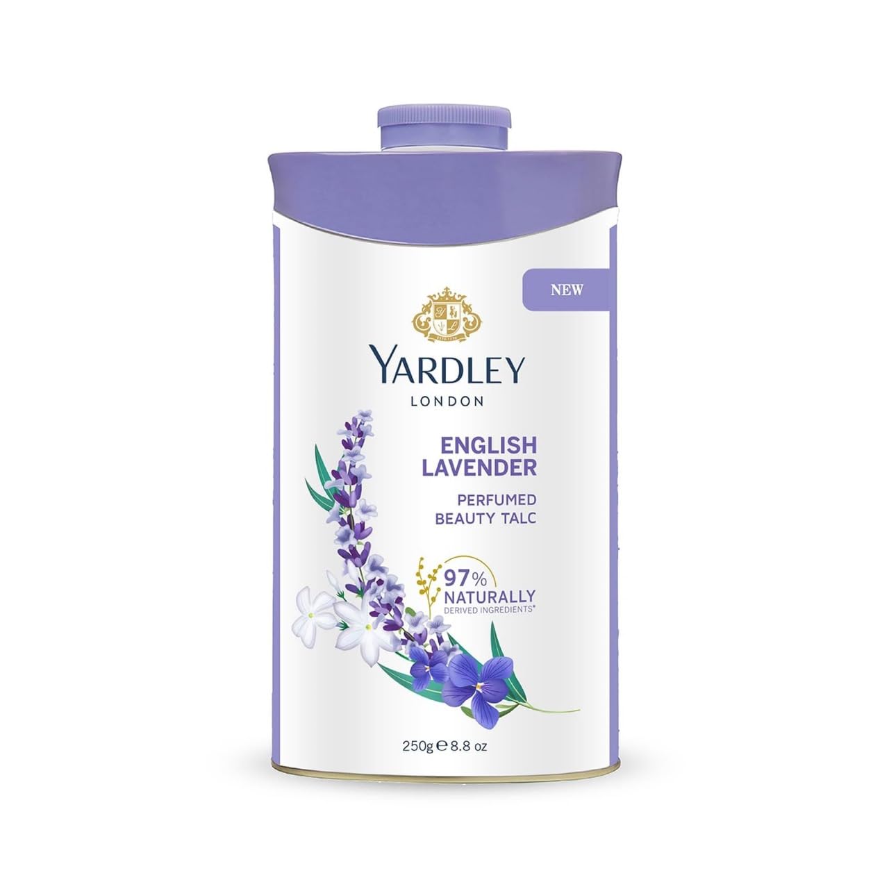 Yardley talco lavanda, frasco de 250 g con aroma suave para la piel