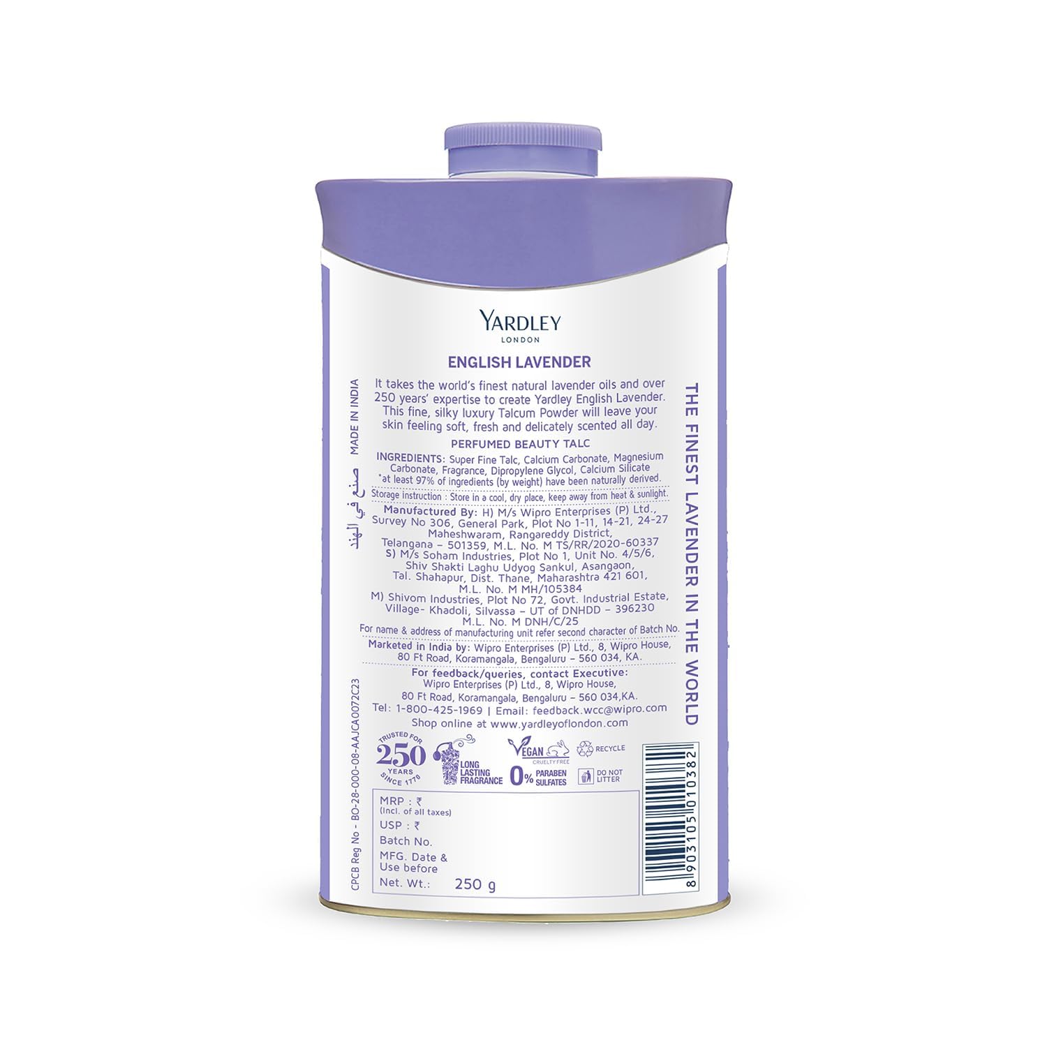 Yardley talco lavanda, fragancia floral y fresca que acompaña momentos de calma
