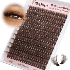 Yawamica ramilletes pestañas marrón oscuro 80D para look natural y volumen ligero.