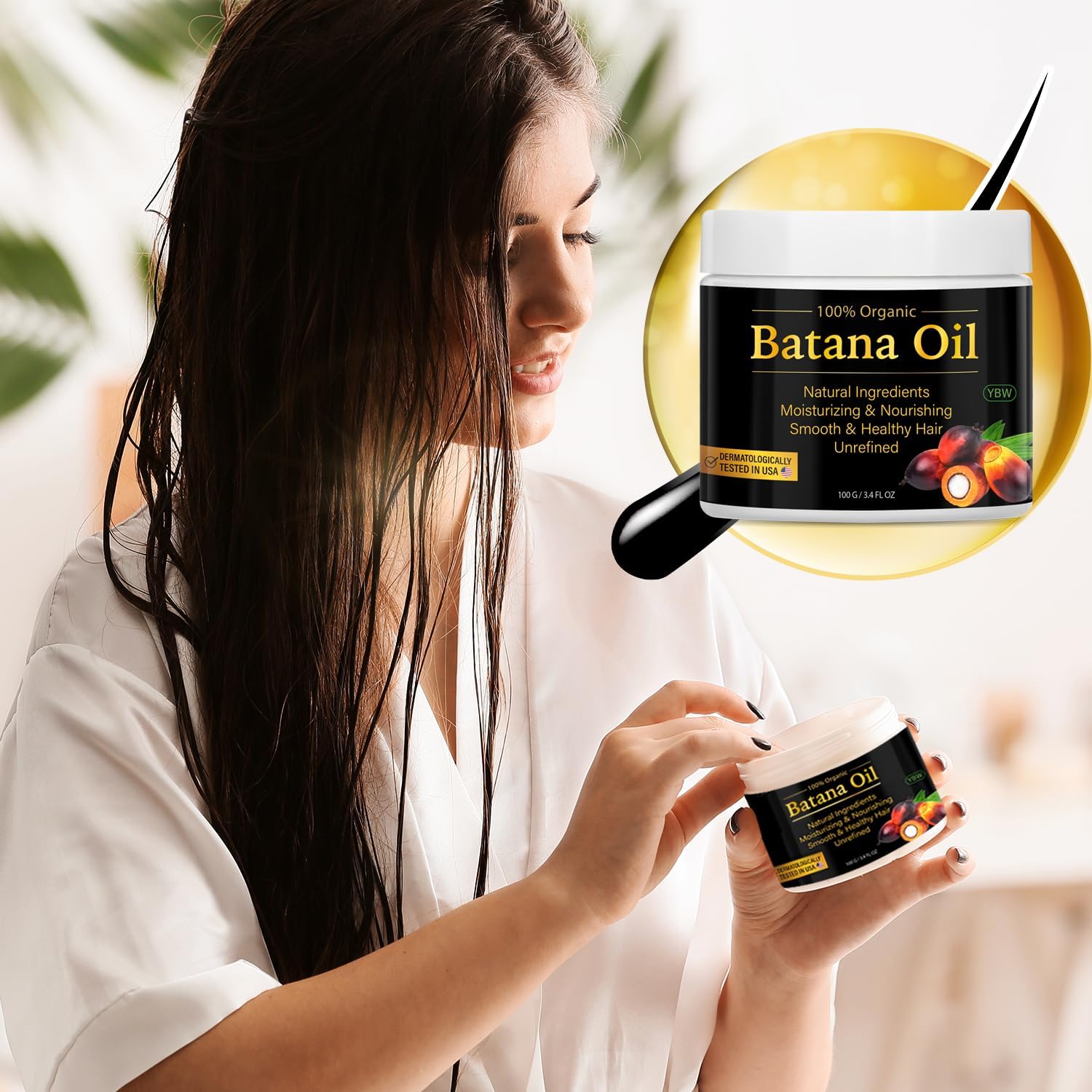 YBW Batana Oil sustainability badge emphasizes traditional Honduran harvest