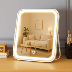 YEKKOPT Espejo recargable con luces para uso diario en baño y tocador.