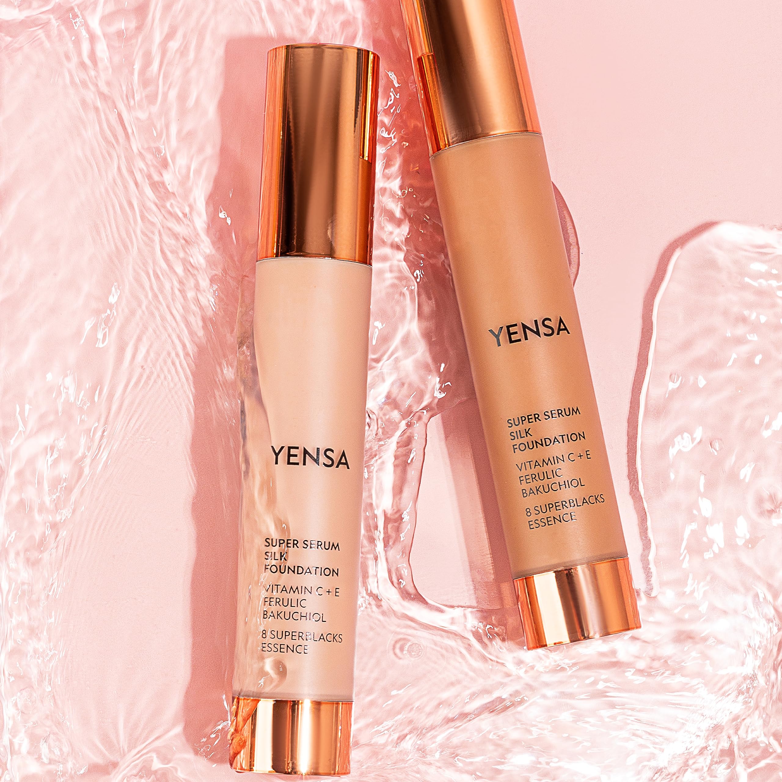 Envase de 1 oz de YENSA Serum Foundation para uso diario.
