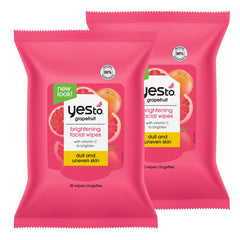 Yes To Grapefruit Brightening Facial Wipes pack of 2 for on the go cleansing