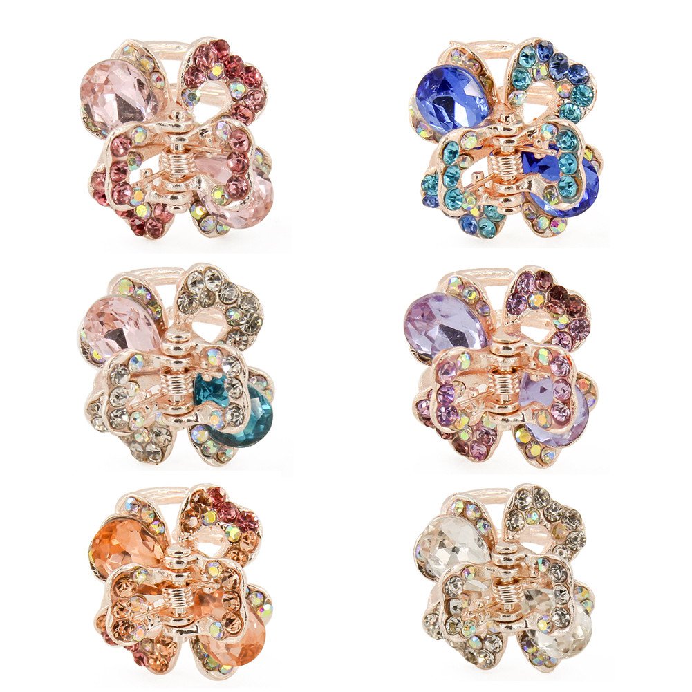 Yeshan clip de pelo con rhinestones y mariposa, ideal para realzar peinados con brillo.