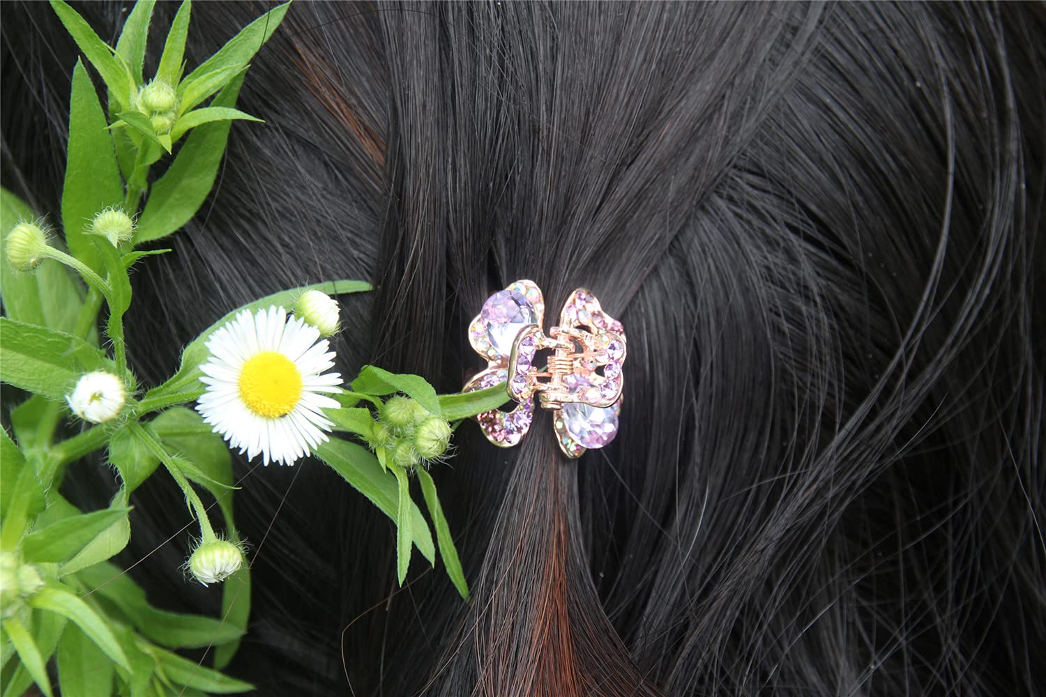 Yeshan clip de pelo con rhinestones y mariposa, práctico para fijar peinados en cualquier ocasión.
