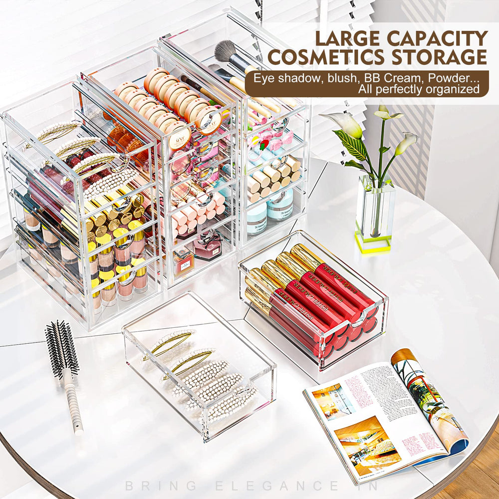 YFXCVSL cajones apilables permiten separar paletas, bases y labiales.