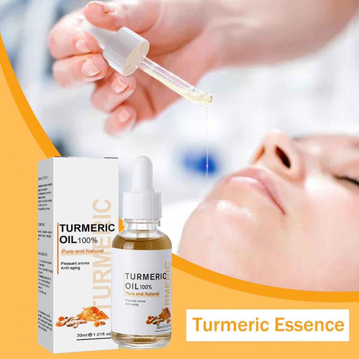 YG LianKai turmeric serum 30ml bottle close-up showing light yellow color