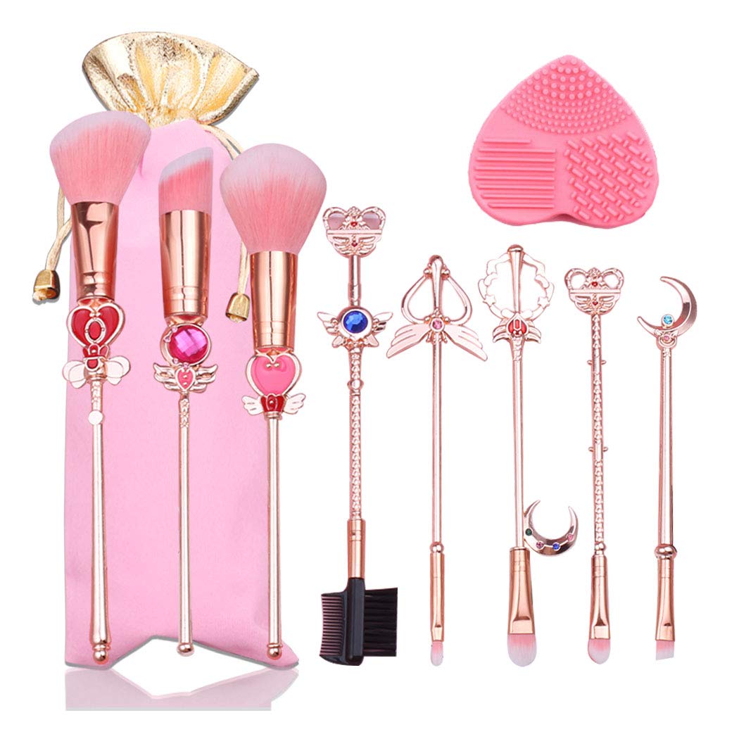 Yi-gog conjunto de brochas Sailor Moon con mango dorado para aplicación suave y uniforme