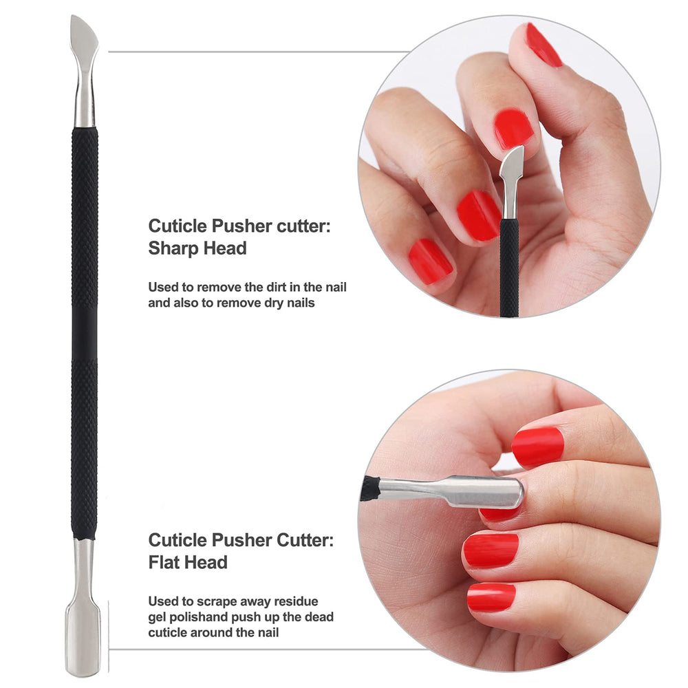 YINYIN conjunto profesional cutículas negro, versátil para uñas de manos y pies.