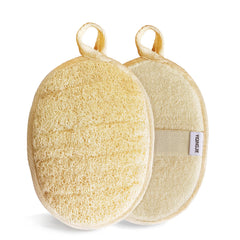 Esponja lufa YIQINGJIE en pack de dos para exfoliar suavemente en la ducha.