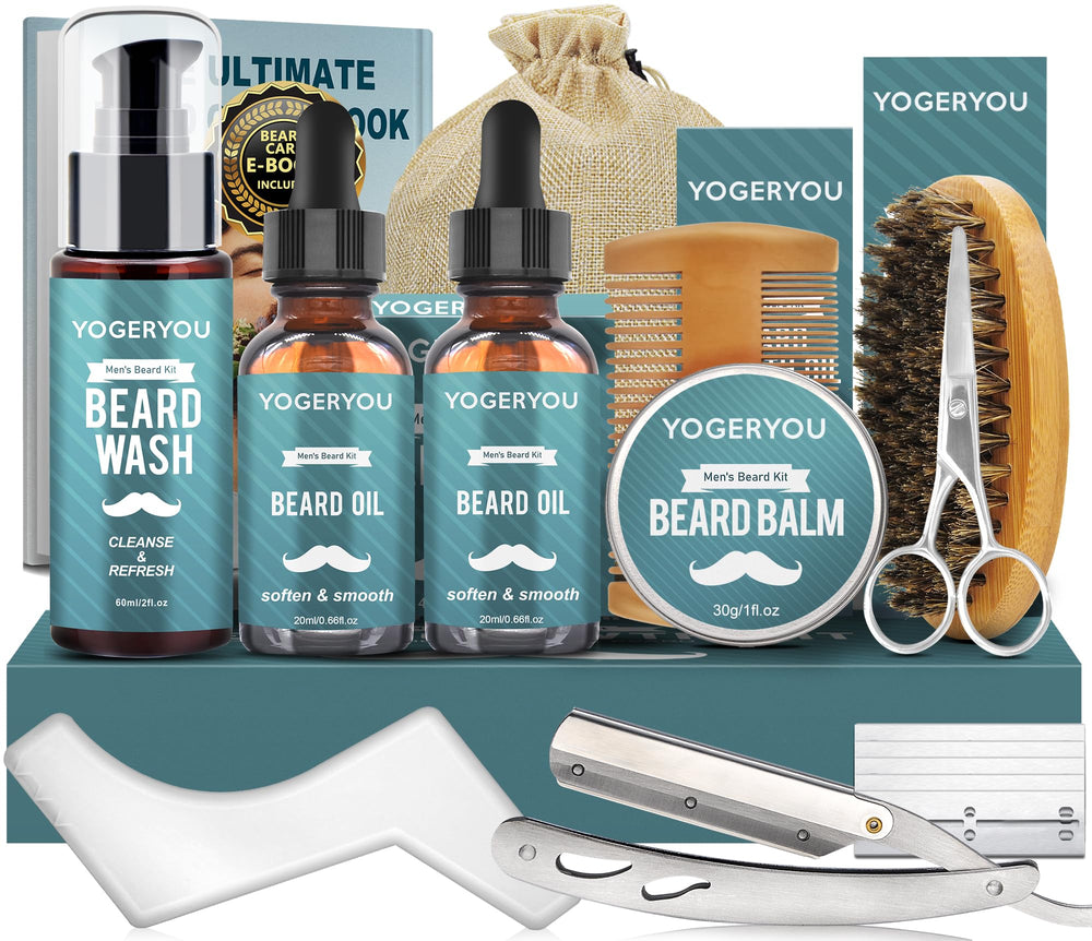 YogerYou kit-barba con navaja recta para afeitado limpio y preciso.