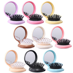 YOJOR cepillo mini plegable con espejo, ideal para retoques en cualquier lugar.