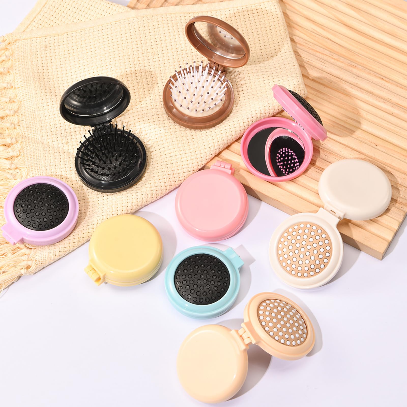 YOJOR cepillo plegable con espejo, 9 colores para combinar con tu estilo.