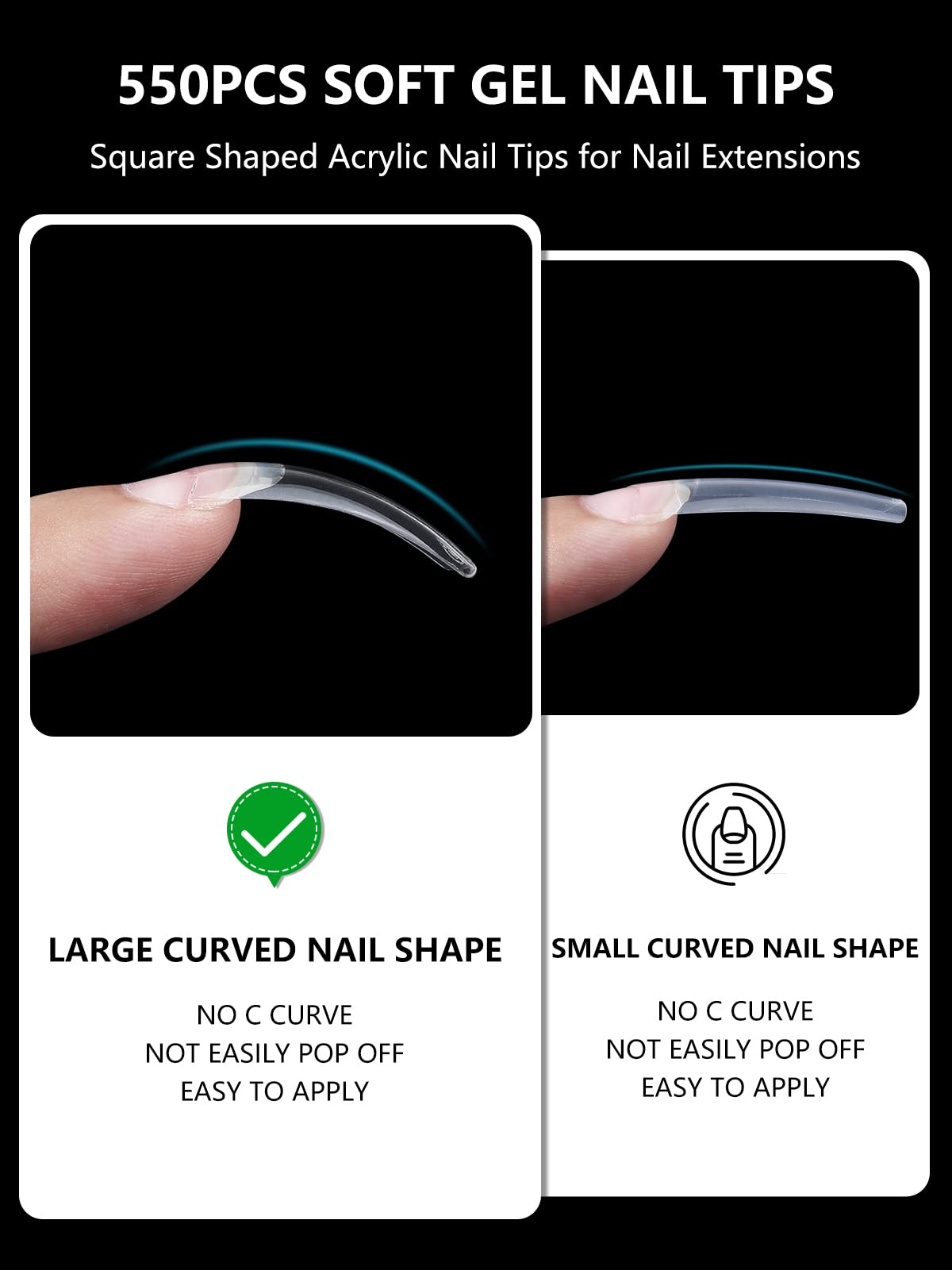 Yokilly 10 tallas de tips para elegir talla exacta en uñas acrílicas o gel.